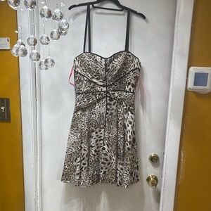 Betsey Johnson Animal Print Strapless Dress